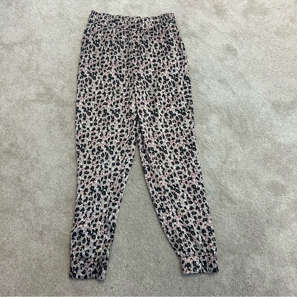 Zara Pants - Zara Brown leopard cheetah animal print satin effect jogger pants M NWOT pockets
